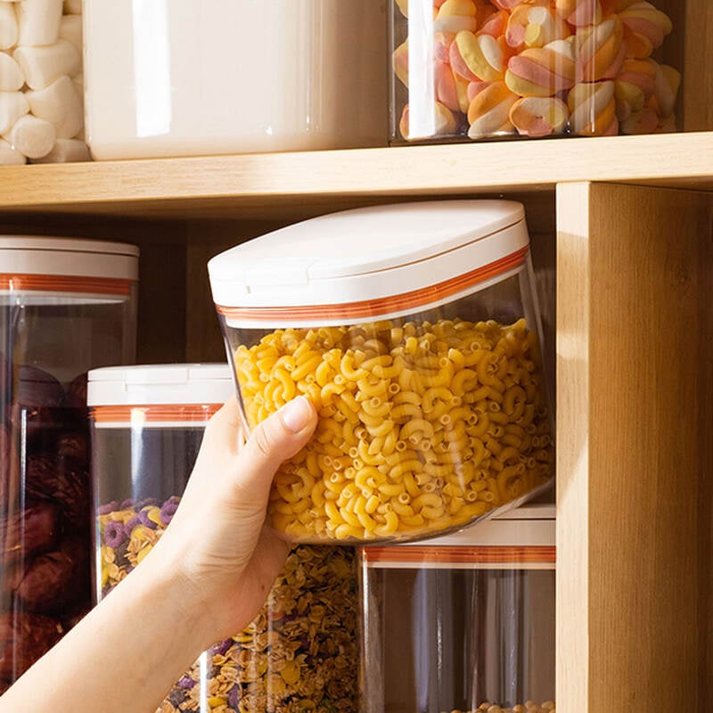One Touch Canister with a spoon, 3 sizes 2.3L, 1.7L, 1L - White color - HTE904-HTE905-HTE906 image number null